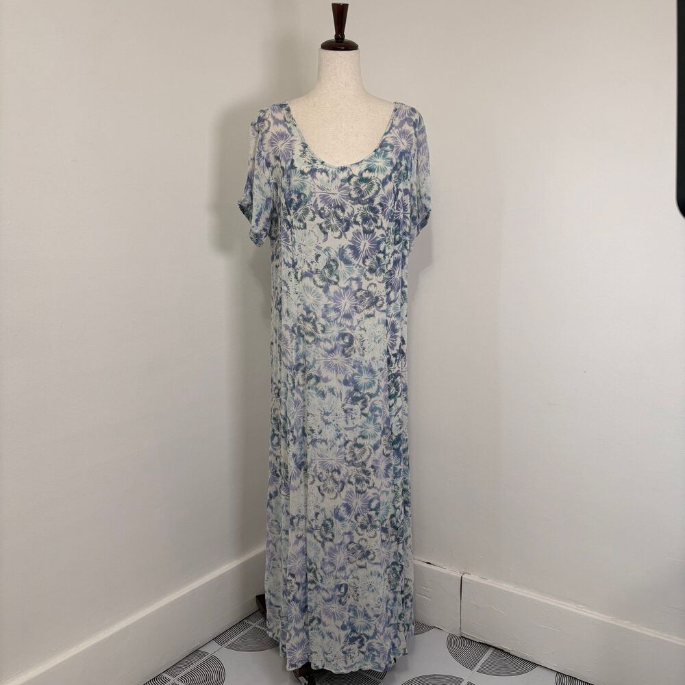 Vintage 90s HILO HATTIE Hawaiian Maxi Dress Sz L